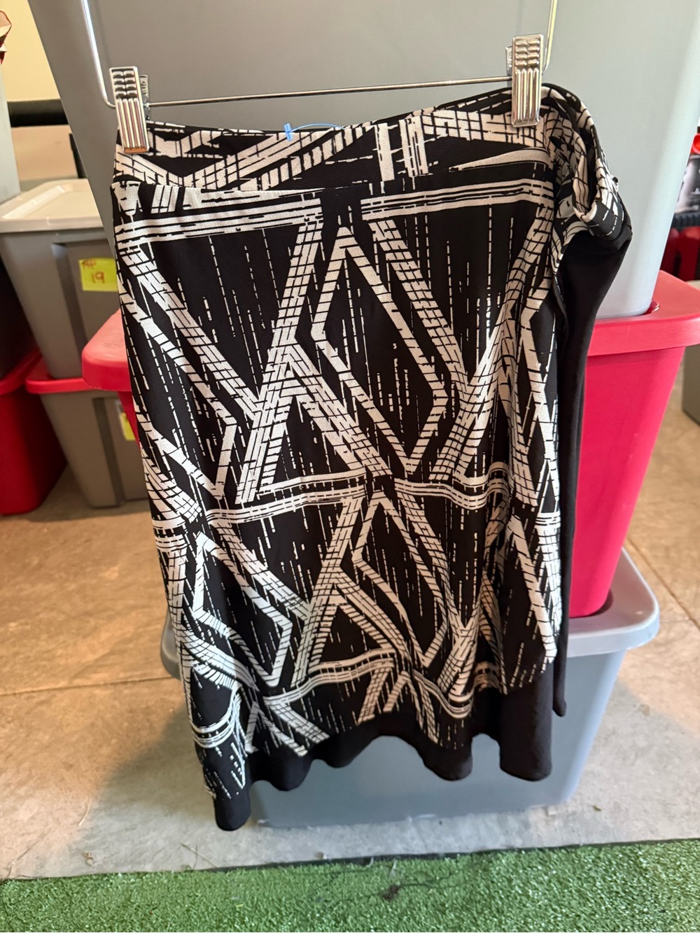 Black & White Geometric Print A-Line Women's Skirt mp36